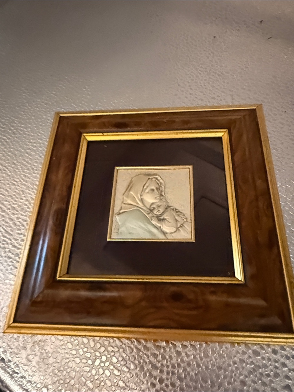 Vintage Italian Wall Art Depicting Madonna and Baby Jesus